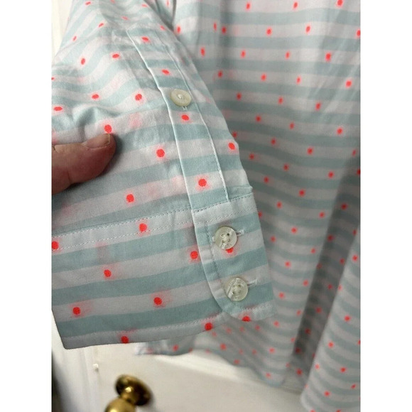 Vineyard Vines 1/2 Button Up Popover Dot Cotton Shirt Womens 14 Light Blue - Picture 5 of 7